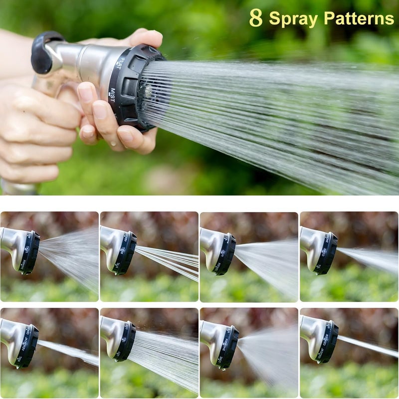 Fanhao Professional Heavy Duty Garden Hose Nozzle, 100% Metal Thumb Control Water Hose Sprayer with 8 Spray Patterns, High Pressure Water Nozzle for Lawn & Plant Watering, Car & Pet Washing - Image 4